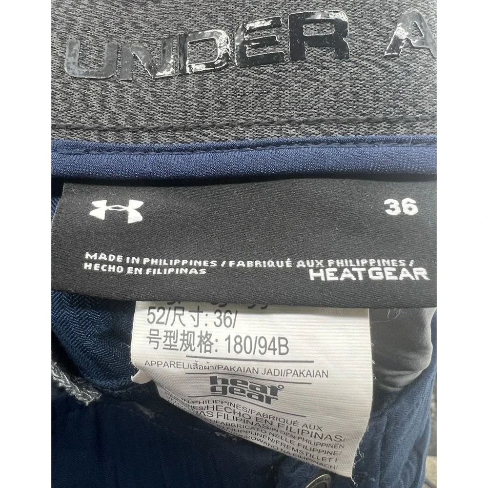 Under Armour Showdown Shorts Flat Front 36 Navy Stretch 9.5